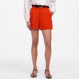 Madewell Easy Pleated Trouser Shorts Red NWOT 4